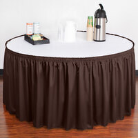 Snap Drape 5412EG29S3-005 Wyndham 17' 6 inch x 29 inch Brown Shirred Pleat Table Skirt with Velcro® Clips