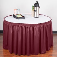 Snap Drape 5412CE29S3-046 Wyndham 13' x 29 inch Burgundy Shirred Pleat Table Skirt with Velcro® Clips
