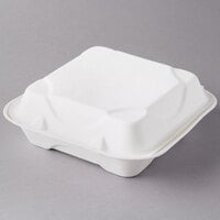 Eco Products EP-HC81 8 inch x 8 inch x 3 inch White Compostable Sugarcane Takeout Container - 200/Case