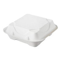 Eco-Products EP-HC81 8" x 8" x 3" White Compostable Sugarcane Takeout Container - 200/Case