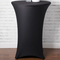 Marko EMB5026HT30014 Embrace 30 inch Round Black Bar Height Spandex Table Cover