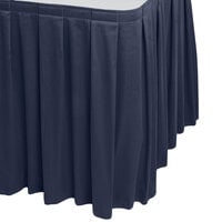 Snap Drape 5412GC29B3-011 Wyndham 21' 6" x 29" Navy Box Pleat Table Skirt with Velcro® Clips
