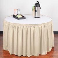 Snap Drape 5412CE29S3-756 Wyndham 13' x 29 inch Bone Shirred Pleat Table Skirt with Velcro® Clips