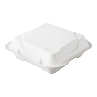 Eco-Products EP-HC93 9" x 9" x 3" White Compostable 3-Compartment Sugarcane Takeout Container - 200/Case