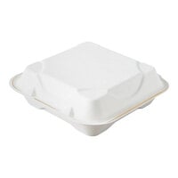 Eco-Products EP-HC91 9" x 9" x 3" White Compostable Sugarcane Takeout Container - 200/Case