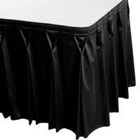 Snap Drape 5412CE29W3-014 Wyndham 13' x 29 inch Black Bow Tie Pleat Table Skirt with Velcro® Clips