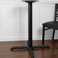 BFM Seating STB-3030CBP 30 inch x 30 inch Sand Black Stamped Steel Counter Height Cross Table Base, 3 inch Column