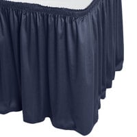 Snap Drape 5412CE29S3-0111 Wyndham 13' x 29 inch Navy Shirred Pleat Table Skirt with Velcro® Clips