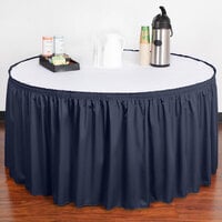Snap Drape 5412EG29S3-011 Wyndham 17' 6 inch x 29 inch Navy Shirred Pleat Table Skirt with Velcro® Clips