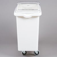 Continental 9321 21 Gallon / 335 Cup White Slant Top Mobile Ingredient Storage Bin with Sliding / Flip Lid