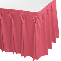 Snap Drape 5412CE29W3-050 Wyndham 13' x 29" Dusty Rose Bow Tie Pleat Table Skirt with Velcro® Clips