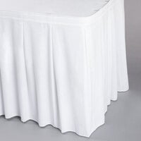 Snap Drape 5412CE29C2-010 Wyndham 13' x 29" White Continuous Pleat Table Skirt with Velcro® Clips