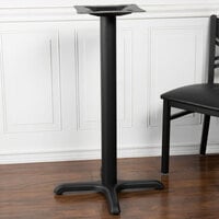 BFM Seating STB-2222CBP 22 inch x 22 inch Sand Black Stamped Steel Counter Height Indoor Cross Table Base, 3 inch Column