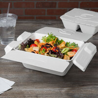 Eco Products EP-FSC84 Folia 9 inch x 7 1/2 inch x 3 1/2 inch 84 oz. White Renewable, Compostable Sugarcane Takeout Container - 50/Pack
