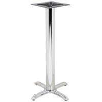 BFM Seating STB-22224CHTBP 22" x 22" Chrome Stamped Steel Indoor Bar Height Cross Table Base, 4" Column