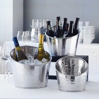 American Metalcraft HMSR8 Hammered Stainless Steel Angled Beverage Tub - 8 inch x 9 1/2 inch
