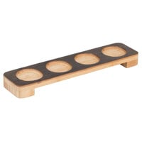 American Metalcraft BWF4 Carbonized Bamboo Four Compartment Flight Board - 13 3/8 inch x 3 3/8 inch x 1 1/4 inch