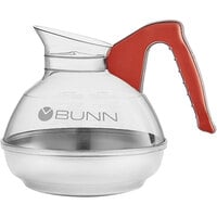 Bunn 06101.0124 64 oz. Easy Pour Coffee Decanter with Orange Handle and Stainless Steel Bottom - 24/Case