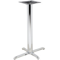 BFM Seating STB-24304CHTBP 30 inch x 24 inch Chrome Stamped Steel Indoor Bar Height Cross Table Base, 4 inch Column
