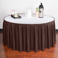 Snap Drape 5412EG29B3-005 Wyndham 17' 6 inch x 29 inch Brown Box Pleat Table Skirt with Velcro® Clips