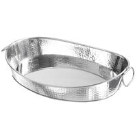 American Metalcraft HAMOV19 Oval Stainless Steel Hammered Tub with Handles - 18 1/2 inch x 13 inch x 3 1/2 inch