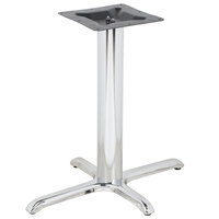 BFM Seating STB-2430CHBP 30 inch x 24 inch Chrome Stamped Steel Indoor Standard Height Cross Table Base, 3 inch Column