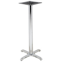 BFM Seating 22" x 22" Chrome Stamped Steel Bar Height Cross Table Base, 3" Column