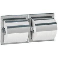 Bobrick B-6997 Recessed Double Toilet Tissue Dispenser with Stainless Steel Hood and Satin Finish