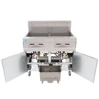 Frymaster 21814EFS 120 lb. 2 Unit Electric Floor Fryer System with SMART4U 3000 Controls and Filtration System - 240V, 3 Phase, 34 kW