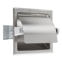 Bobrick B-6697 Recessed Toilet Tissue Dispenser with Stainless Steel Hood and Satin Finish