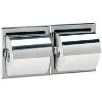 Bobrick B-699 Recessed Double Toilet Tissue Dispenser with Stainless Steel Hood and Bright Polish Finish