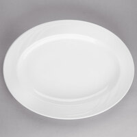 Libbey 905437883 Elan 13 1/2" x 10 3/8" Oval Royal Rideau White Porcelain Platter - 12/Case