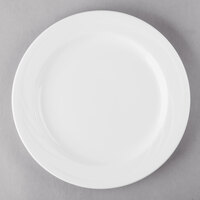 Libbey 905437877 Elan 9 1/8" Round Royal Rideau White Medium Rim Porcelain Plate - 12/Case