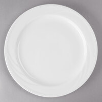 Libbey 905437821 Elan 10 1/2" Round Royal Rideau White Medium Rim Footed Porcelain Plate - 12/Case