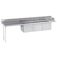 Advance Tabco DTC-3-1620-144 12' Stainless Steel Soil Straight Dishtable with 3 Compartment Sink - 16" x 20" Bowls