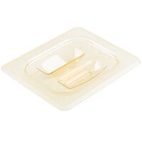 Cambro 80HPCH150 1/8 Size Amber High Heat Handled Flat Lid