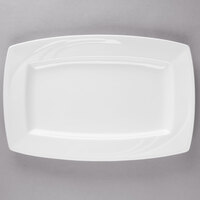 Libbey 905437959 Elan 12" x 8 1/8" Rectangular Royal Rideau White Porcelain Plate - 12/Case