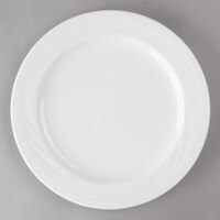 Libbey 905437820 Elan 9" Round Royal Rideau White Medium Rim Footed Porcelain Plate - 12/Case