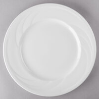 Libbey 905437985 Elan 12 1/4" Round Royal Rideau White Wide Rim Porcelain Plate - 12/Case
