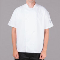 Chef Revival Silver J205 Unisex White Customizable Performance Short Sleeve Chef Jacket with Mesh Back - 2X