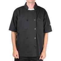 Chef Revival Bronze J109 Unisex Black Customizable Short Sleeve Chef Coat - S
