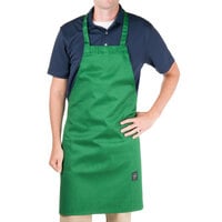 Chef Revival Kelly Green Poly-Cotton Customizable Bib Apron - 34 inch x 28 inch
