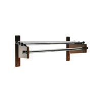 CSL TDE-24D 24 inch Dark Oak Wall Mount Coat Rack with Chrome Top Bars and 1 inch Hanging Rods