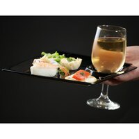 WNA Comet MSCTLBK 8 inch Black Square Milan Plastic Cocktail Plate with Cup Holder - 12/Pack