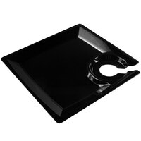 WNA Comet MSCTLBK 8 inch Black Square Milan Plastic Cocktail Plate with Cup Holder - 12/Pack