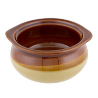 Acopa 12 oz. Brown and Ivory Stoneware Onion Soup Crock / Bowl - 24/Case