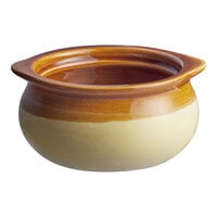 Acopa 12 oz. Brown and Ivory Stoneware Onion Soup Crock / Bowl - 24/Case