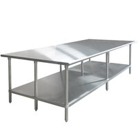 Advance Tabco GLG-488 48" x 96" 14 Gauge Stainless Steel Work Table with Galvanized Undershelf