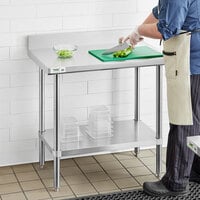 Regency 24 inch x 36 inch 16-Gauge Stainless Steel Commercial Work Table with 4 inch Backsplash and Undershelf