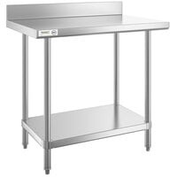 Regency 24" x 36" 16-Gauge Stainless Steel Commercial Work Table with 4" Backsplash and Undershelf